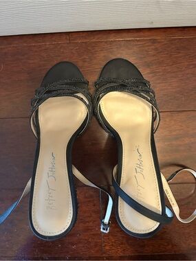 Betsey Johnson Black Strappy Braided Ankle Strap Heels